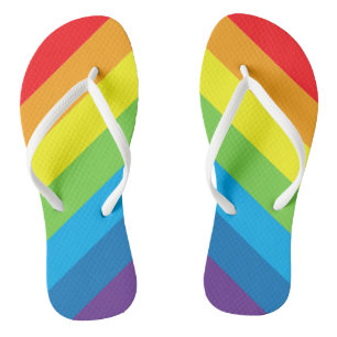 Rainbow Slash Stripes  Thongs