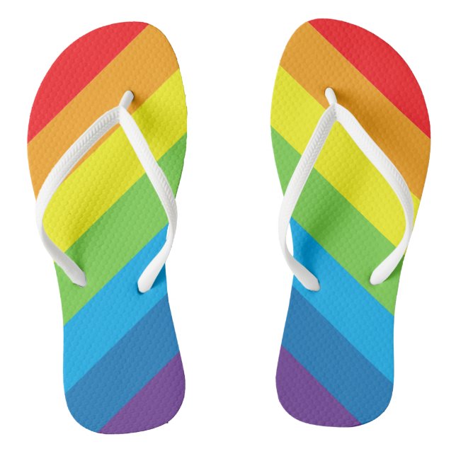 Rainbow Slash Stripes  Thongs (Footbed)