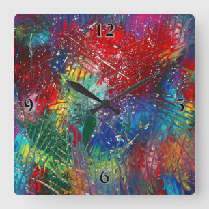 Rainbow Slashes Square Wall Clock