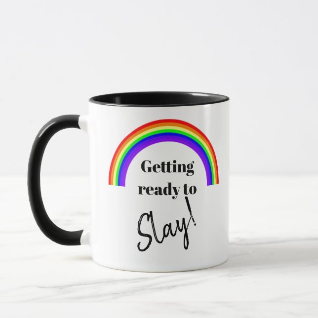 Rainbow "Slay all Day" Coffee Mug (Left)