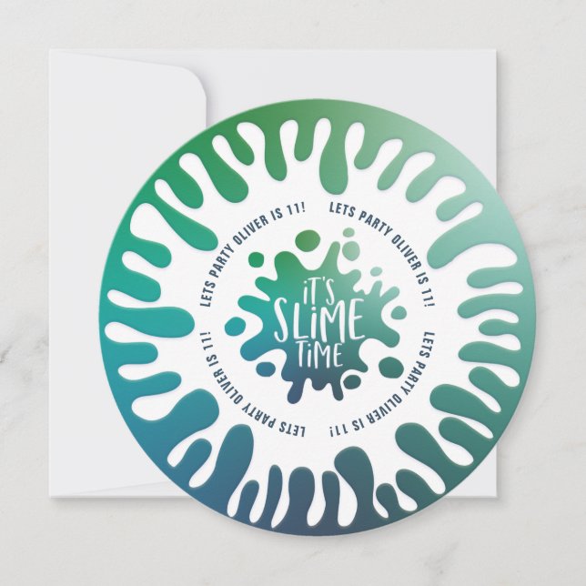 Rainbow slime party invitation (Front)