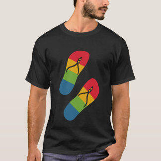 Rainbow Slippers Modern Black Art Simple Trendy T-Shirt