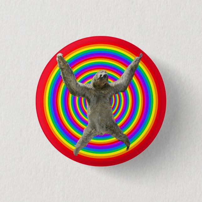 Rainbow Sloth 3 Cm Round Badge (Front)