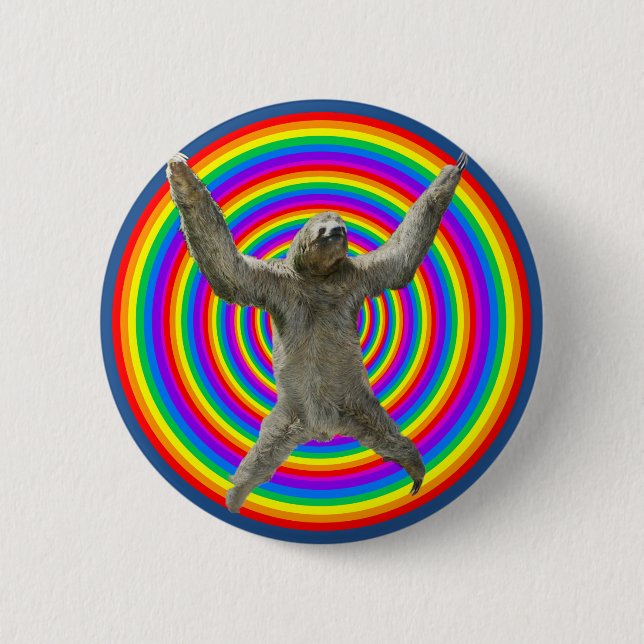 Rainbow Sloth 6 Cm Round Badge (Front)