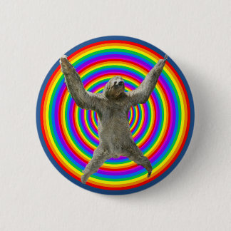 Rainbow Sloth 6 Cm Round Badge