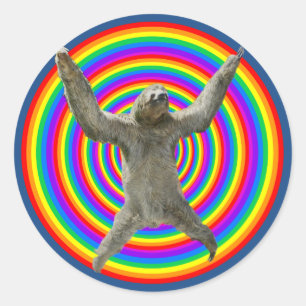 Rainbow Sloth Classic Round Sticker