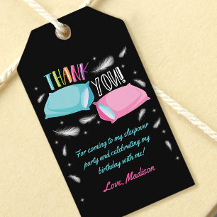 Rainbow Slumber Party Sleepover Thank You Favour Gift Tags