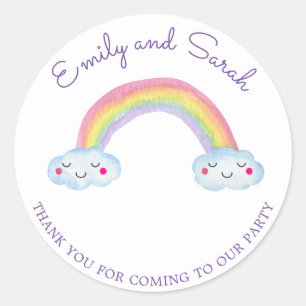 Rainbow Smiles   Twins Birthday Sticker