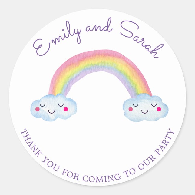 Rainbow Smiles | Twins Birthday Sticker (Front)
