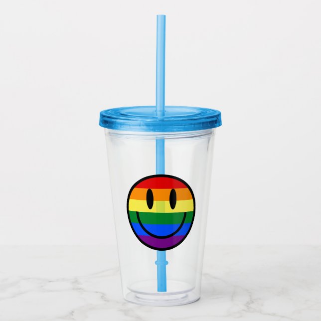 Rainbow Smiley Face Acrylic Tumbler (Front)