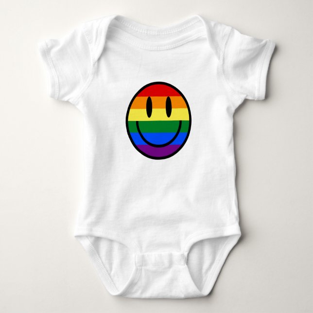 Rainbow Smiley Face Baby Bodysuit (Front)