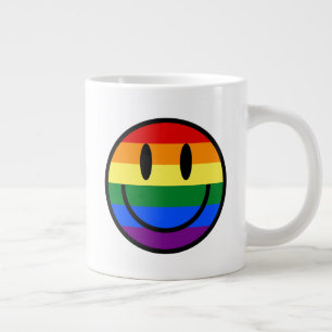 Rainbow Smiley Face Large Coffee Mug