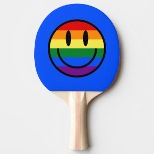 Rainbow Smiley Face Ping Pong Paddle