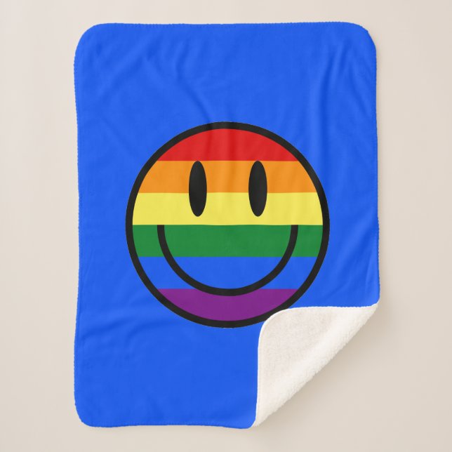 Rainbow Smiley Face Sherpa Blanket (Front)