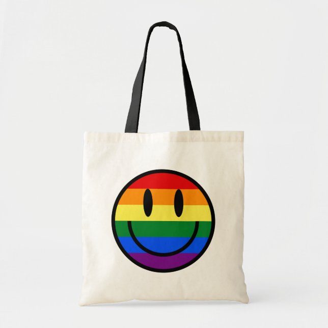 Rainbow Smiley Face Tote Bag (Front)