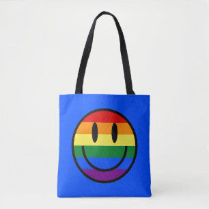 Rainbow Smiley Face Tote Bag
