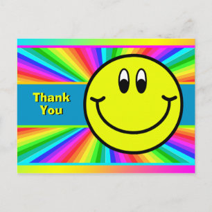 Rainbow Smiling Face Emoji Thank You Postcard