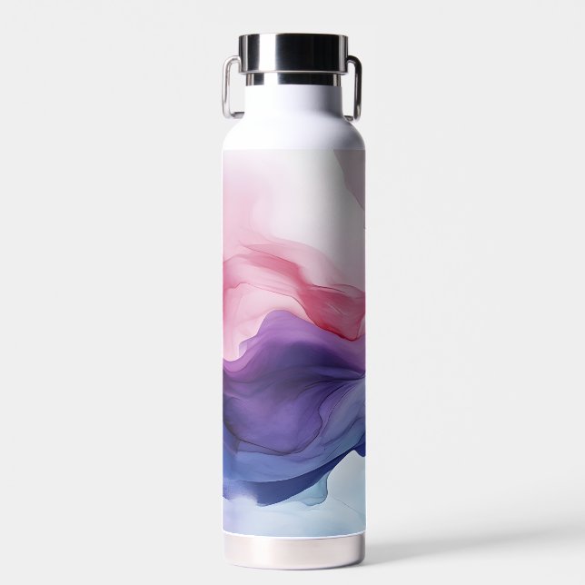 Rainbow smoke swirl pattern water bottle (Front)