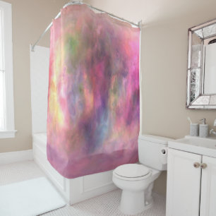 Rainbow Smudge Marbled Abstract Shower Curtain