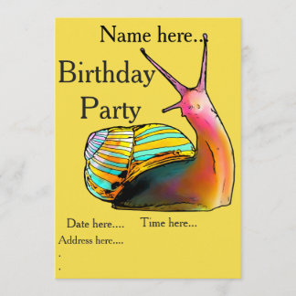 Rainbow Snail Birthday Invitations