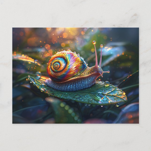 Rainbow Snail on Leaf Postcard (Front)
