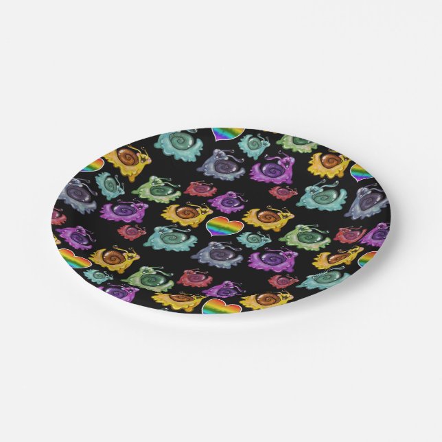 Rainbow Snails Paper Plate (Angled)