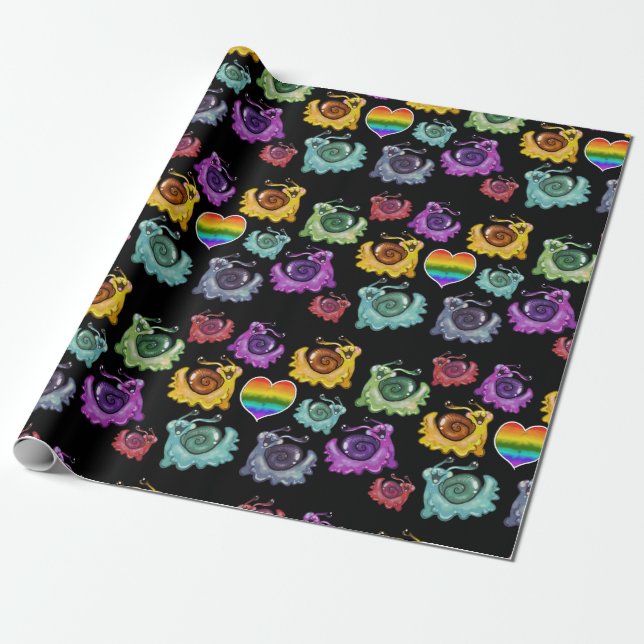 Rainbow Snails Wrapping Paper (Unrolled)