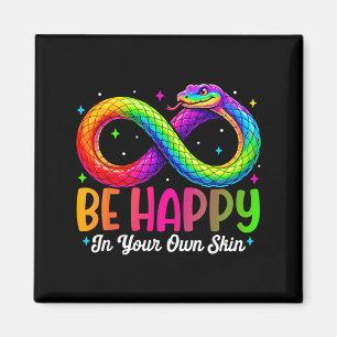Rainbow Snake Be Happy Autism Awareness Design Magnet
