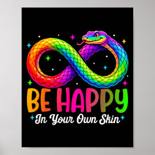 Rainbow snake be happy autism awareness design poster