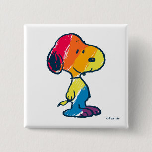 Rainbow Snoopy 15 Cm Square Badge