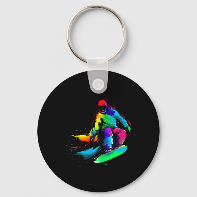 Rainbow Snowboard Slide  Key Ring (Front)