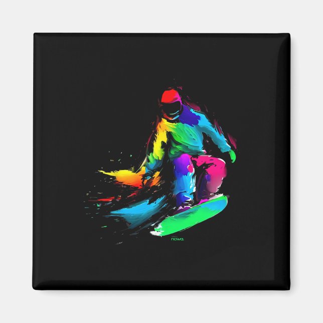 Rainbow Snowboard Slide  Magnet (Front)