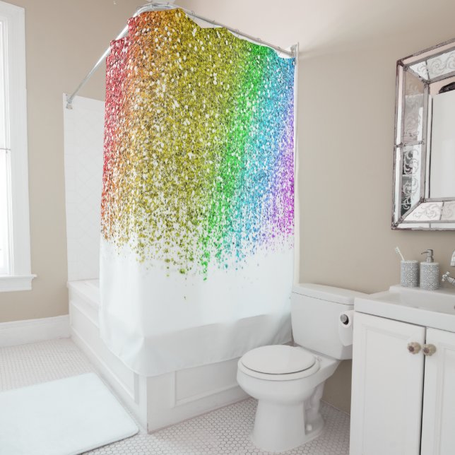 Rainbow Snowcone Glitter Shower Curtain (In Situ)