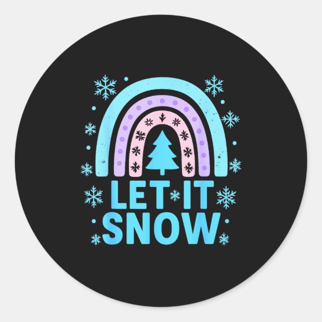 Rainbow Snowflake Christmas Winter Day Suprter Let Classic Round Sticker (Front)