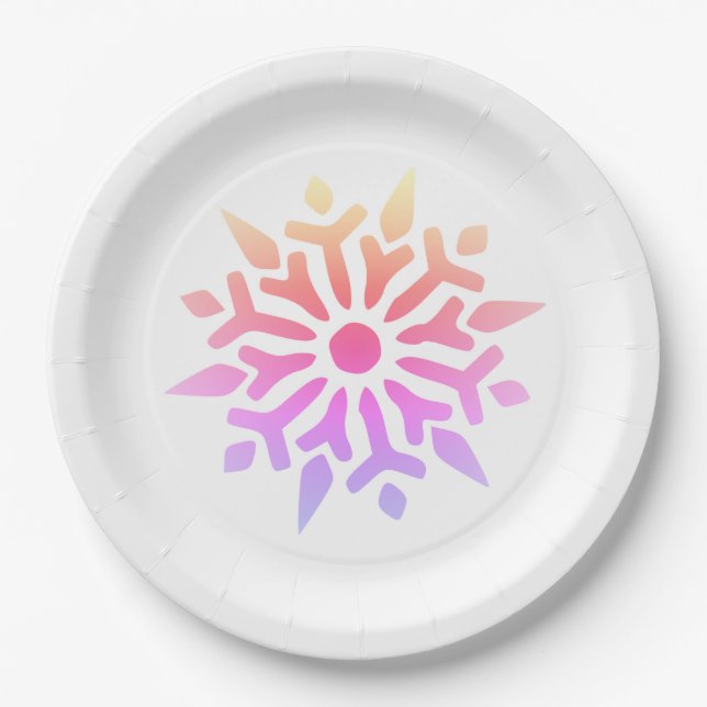 Rainbow Snowflake Paper Plate (Front)