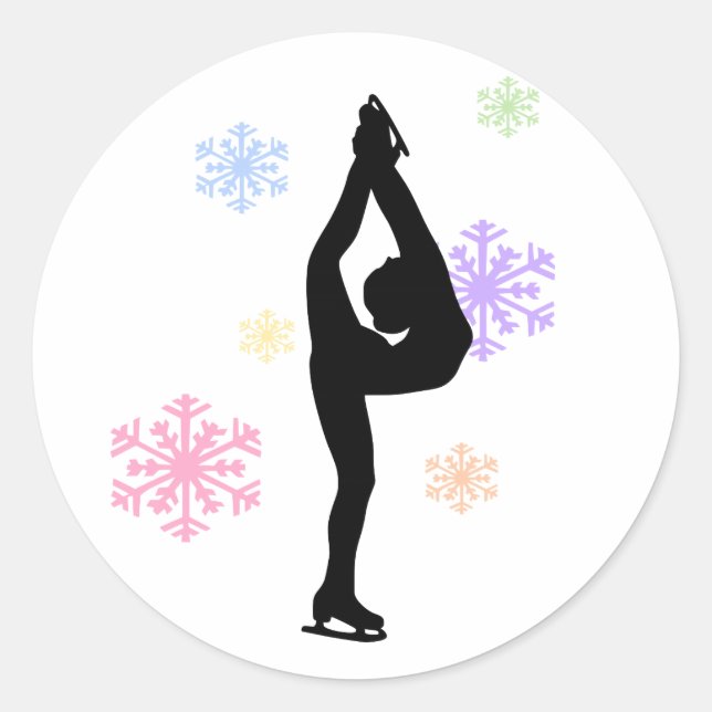 Rainbow Snowflakes Ice Skating Stickers (Front)