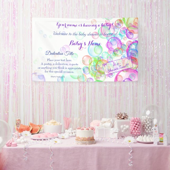 Rainbow Soap Bubbles Baby Shower Banner (Party)