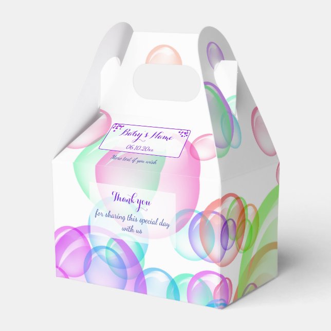 Rainbow Soap Bubbles Baby Shower Favour Box (Front Side)