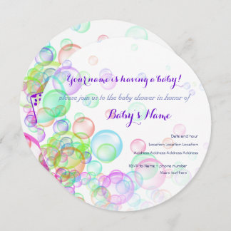 Rainbow Soap Bubbles Baby Shower Invitation
