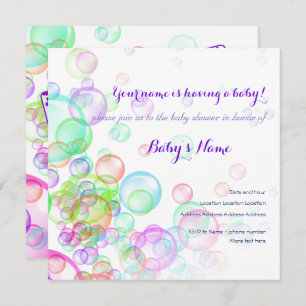 Rainbow Soap Bubbles Baby Shower Invitation