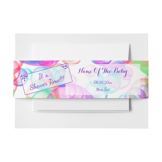 Rainbow Soap Bubbles Baby Shower Invitation Belly Band (Front Example)