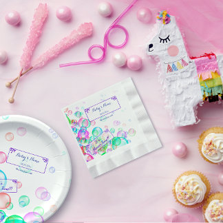 Rainbow Soap Bubbles Baby Shower Napkin