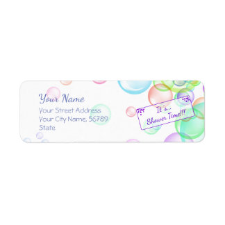 Rainbow Soap Bubbles Baby Shower Return Address Label
