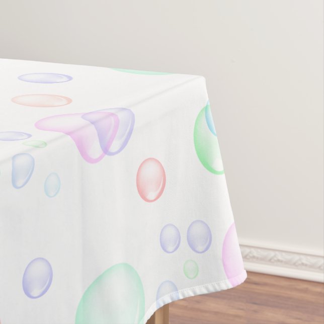 Rainbow Soap Bubbles Baby Shower Tablecloth (In Situ)