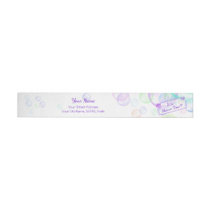 Rainbow Soap Bubbles Baby Shower Wrap Around Label