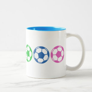 Rainbow Soccer Balls Two-Tone Coffee Mug