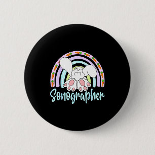 Rainbow Sonographer Bunny Easter Sonography Ultras 6 Cm Round Badge