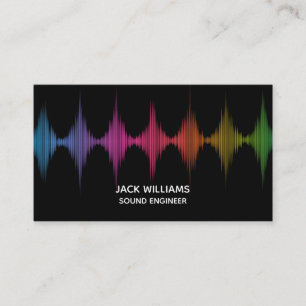 Rainbow Sound Waves Engineer Music Producer Black Business Card