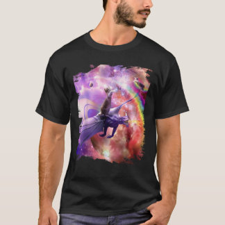 Rainbow Space Cat On Dragon T Shirt