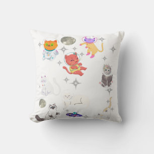 Rainbow Space Cats Galaxy Dreams Cute Kawaii Cushion